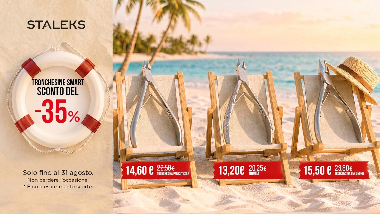 Tronchesine Smart STALEKS -35% – Offerta valida fino al 31 agosto. Scopri i tronchesi per cuticole Smart.